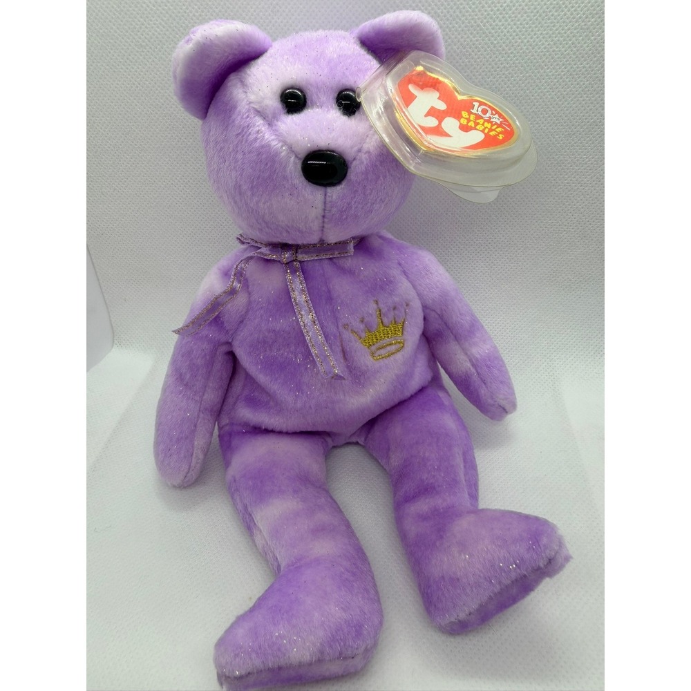Ty Beanie Babies Yours Truly Purple Hallmark Gold Crown Exclusive '02 11th Gen